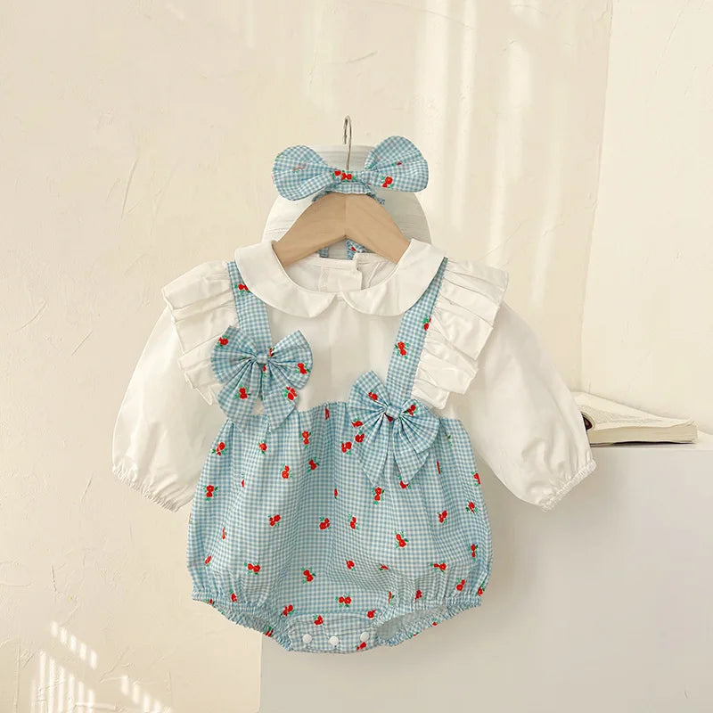 2024 Baby Girls Autumn Clothes Newborn Long Sleeve Bodysuit Toddler Plaid Rompers Infant Clothing Children Cotton Cute Overalls
