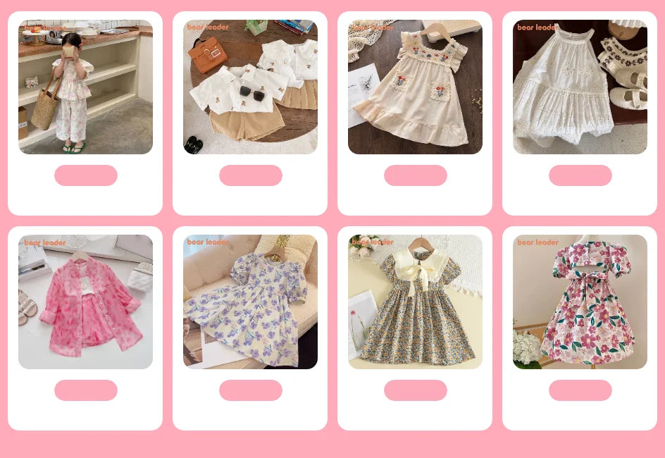 Bear Leader-vestido rosa a cuadros con lazo, elegante vestido Midi de Lolita para niñas grandes, vestidos para niños y adolescentes, vestido veraniego de princesa para fiesta