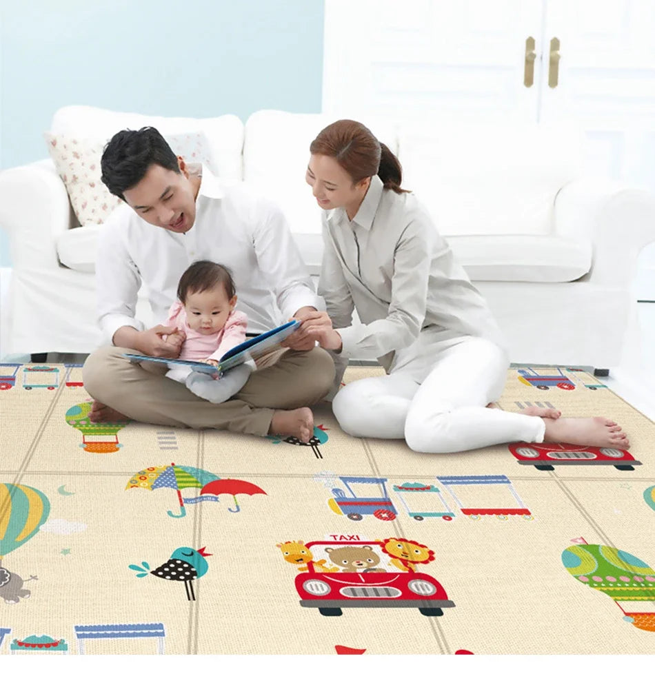 Alfombra de juego para bebés de 97x177cm, alfombra plegable para niños, alfombra para habitación de niños con patrón de doble cara, superficie de actividad educativa fácil de llevar