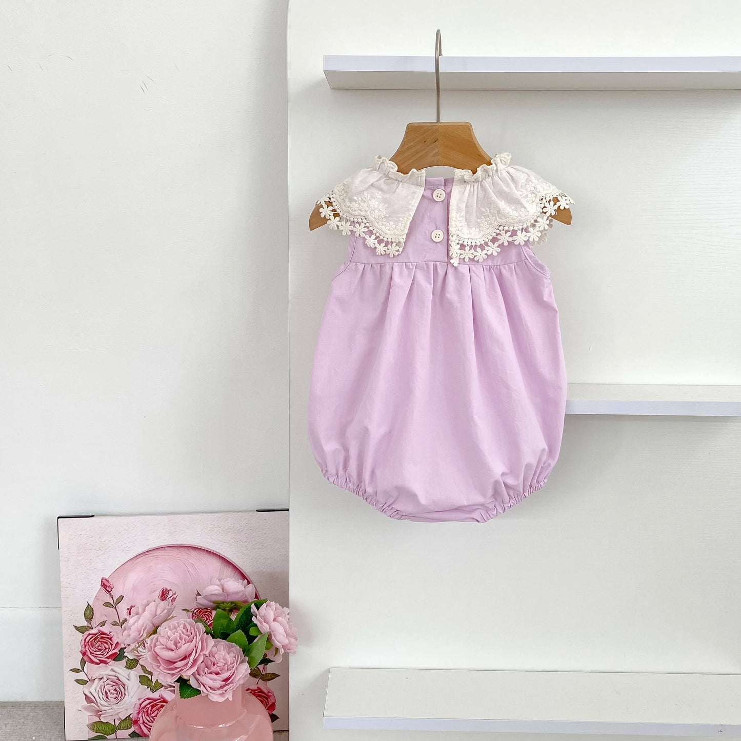 Vestido de encaje con cuello de pétalo para hermanas, peleles para bebés, ropa para niñas, vestido de princesa para fiesta con lazo, ropa dulce y bonita para niños