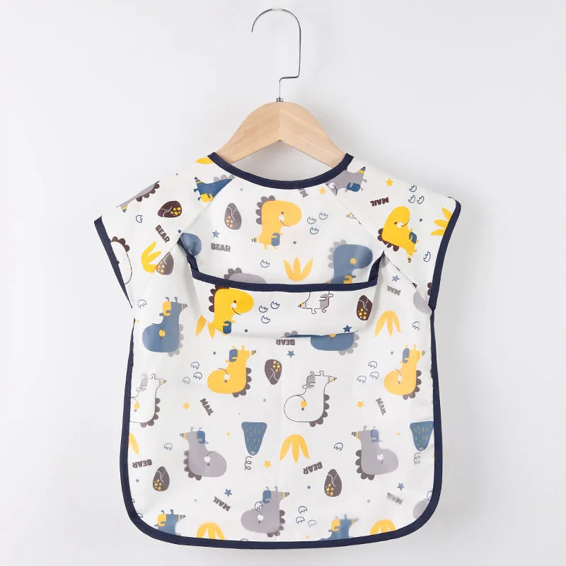 Bufanda de manga larga para bebés y niños pequeños, bata artística impermeable, babero para alimentar, delantal con bolsillo, Baberos Bandana de tela para eructar para niños y niñas