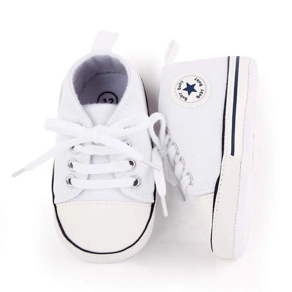 Zapatos clásicos de lona para bebé, zapatillas informales para recién nacido, primeros pasos, suela suave, antideslizante, D2486