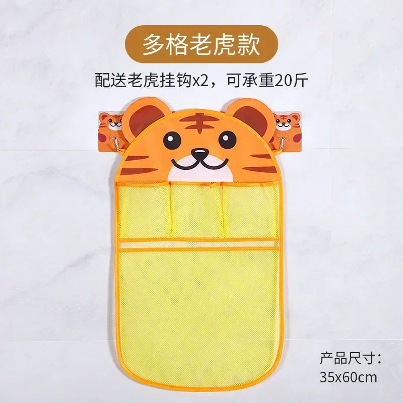 Cesta colgante de ducha de animales de dibujos animados, bolsa de malla bonita, organizador de almacenamiento para el baño, soporte para niños, bolsa de red para juguetes de agua para baño de bebé
