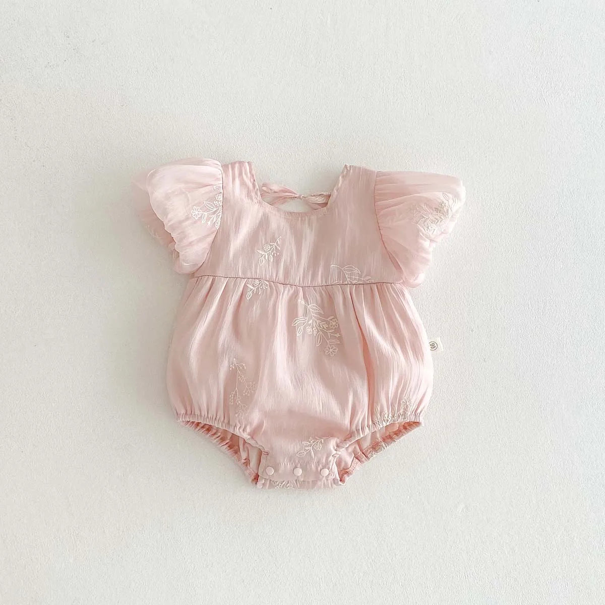 Nuevo mono de verano para niña, bonito mono de algodón bordado con manga de burbuja, ropa cómoda para niños adecuada para 0-2 años