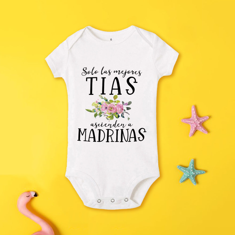 Tu será mi madrina, monos estampados para recién nacidos, ropa de bautismo para bebé, monos de manga corta para bebés pequeños