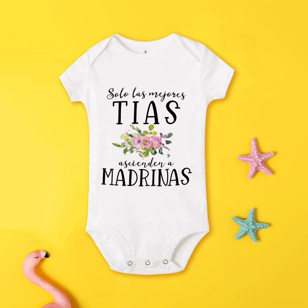 Tu será mi madrina, monos estampados para recién nacidos, ropa de bautismo para bebé, monos de manga corta para bebés pequeños