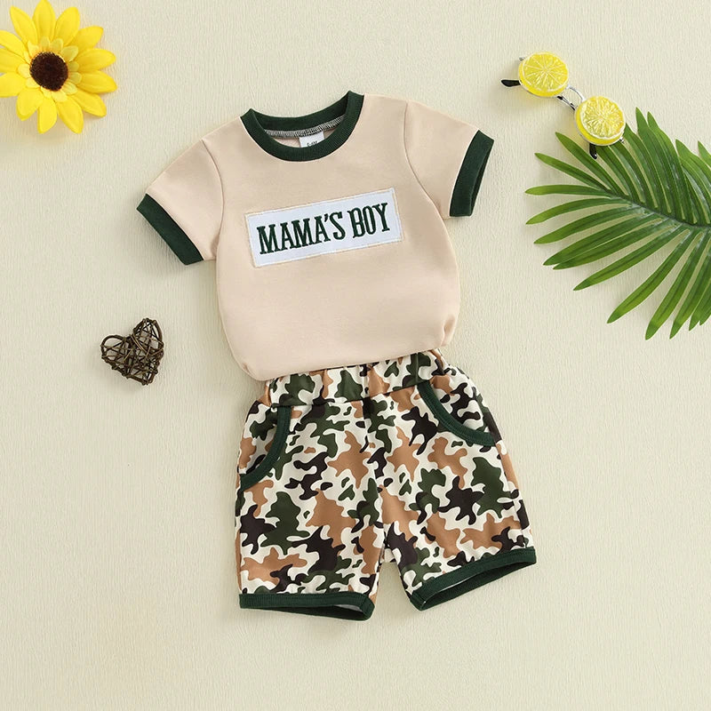 Lioraitiin, trajes de verano para niños pequeños, camisetas de manga corta con cuello redondo y Bordado de letras, pantalones cortos de cintura elástica, conjunto de ropa de 2 uds.