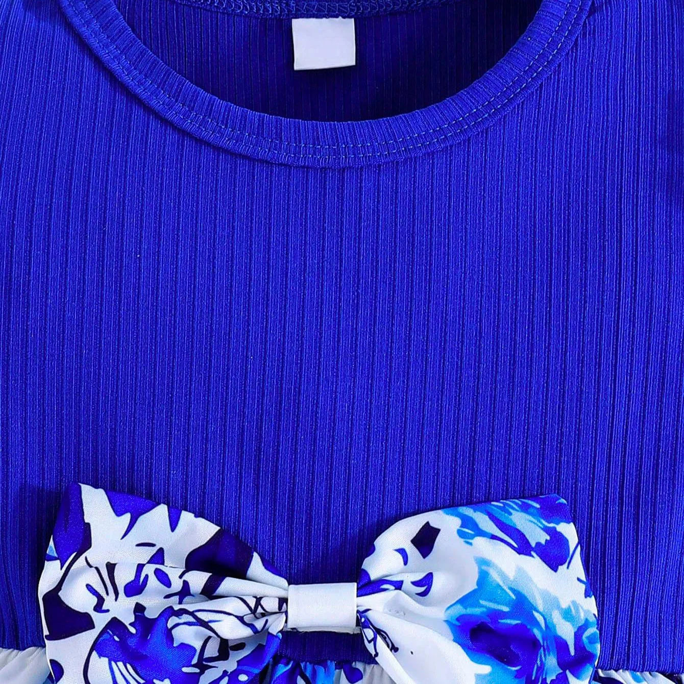 Novedad de verano, vestido para niña pequeña, manga voladora, lazo plisado, cinta, elementos de porcelana azul y blanca, fiesta de cumpleaños de estilo chino