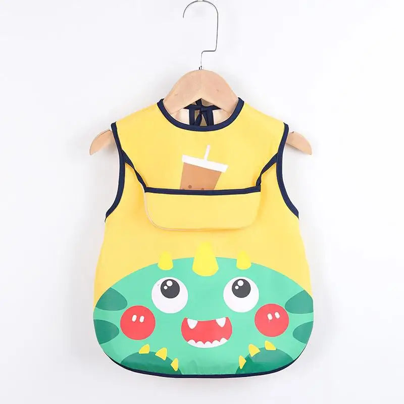Bufanda de manga larga para bebés y niños pequeños, bata artística impermeable, babero para alimentar, delantal con bolsillo, Baberos Bandana de tela para eructar para niños y niñas