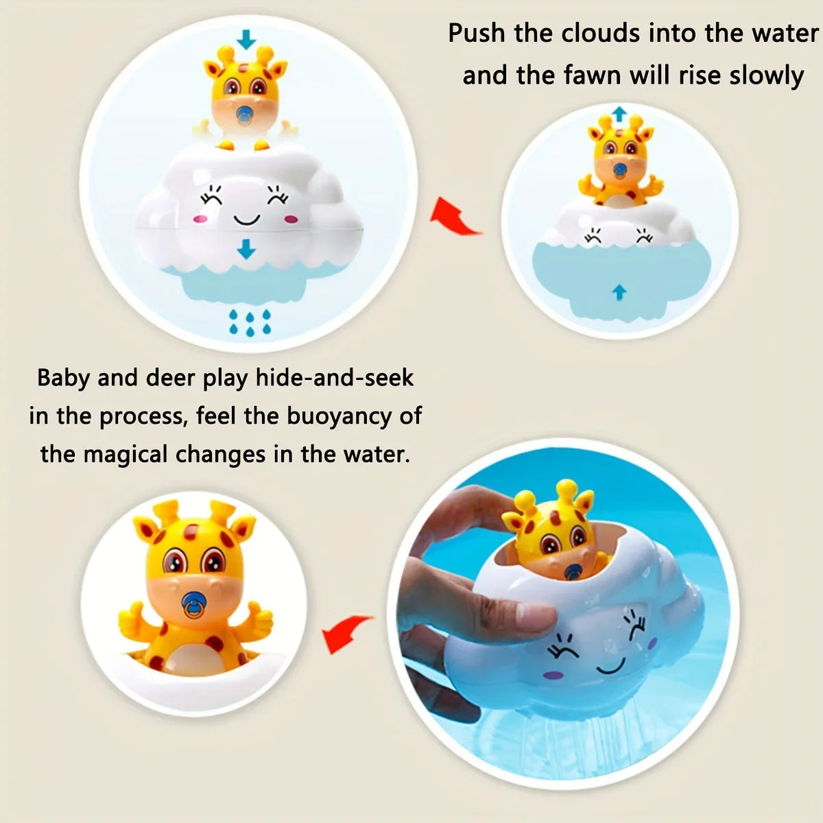 Juego de baño de dibujos animados para bebé, juguetes de baño de agua, nubes de lluvia, cerdito de ciervo, ducha de baño, juego de playa, clásico, educativo para niños, 1 ud.