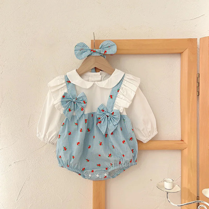 2024 Baby Girls Autumn Clothes Newborn Long Sleeve Bodysuit Toddler Plaid Rompers Infant Clothing Children Cotton Cute Overalls