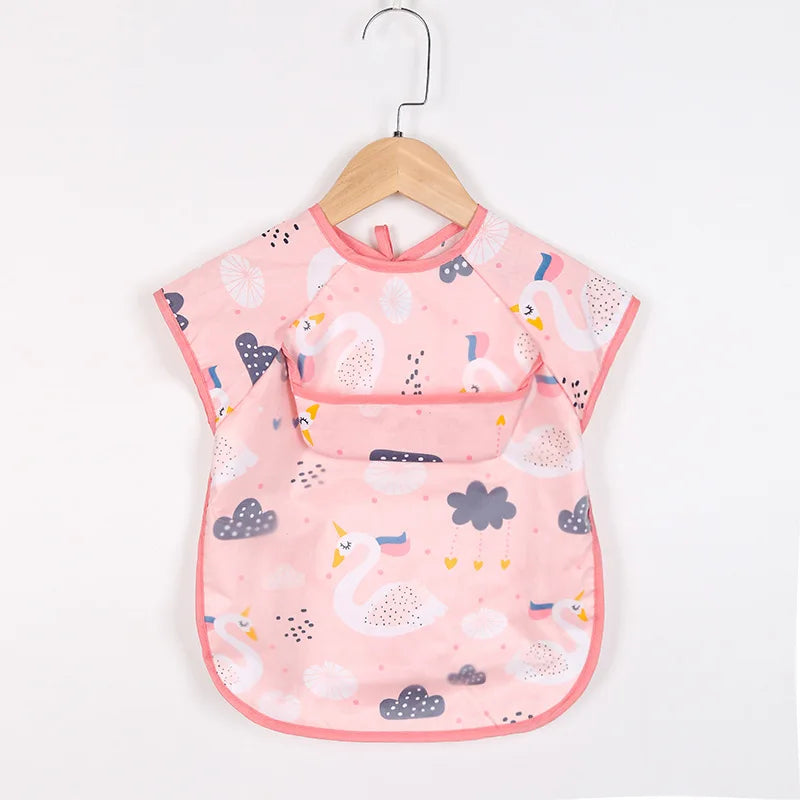 Bufanda de manga larga para bebés y niños pequeños, bata artística impermeable, babero para alimentar, delantal con bolsillo, Baberos Bandana de tela para eructar para niños y niñas