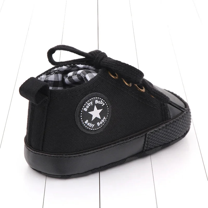 Zapatos clásicos de lona para bebé, zapatillas informales para recién nacido, primeros pasos, suela suave, antideslizante, D2486