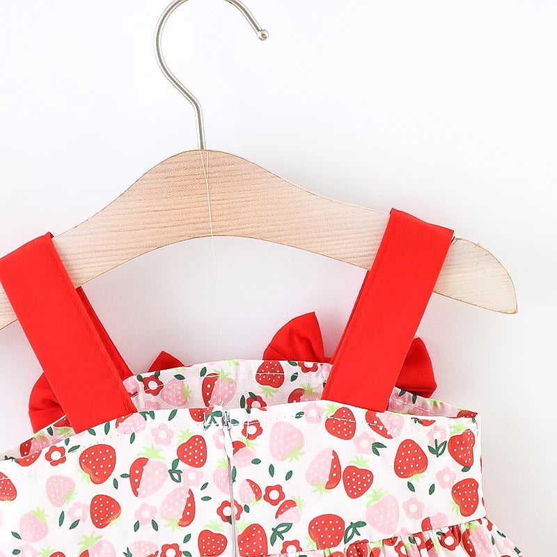 Vestido de verano para niña pequeña, versión coreana vestido Floral, elegante, algodón, pajarita, sombrero incluido