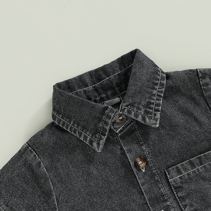 Mono vaquero para recién nacidos, niños y niñas, mono liso de manga corta con cuello vuelto, monos para bebés, monos informales con botones de verano