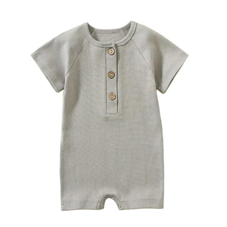 Pelele para bebé, ropa de verano, pijamas finos para bebé, mono de manga corta, ropa acanalada, trajes elásticos de punto para niña