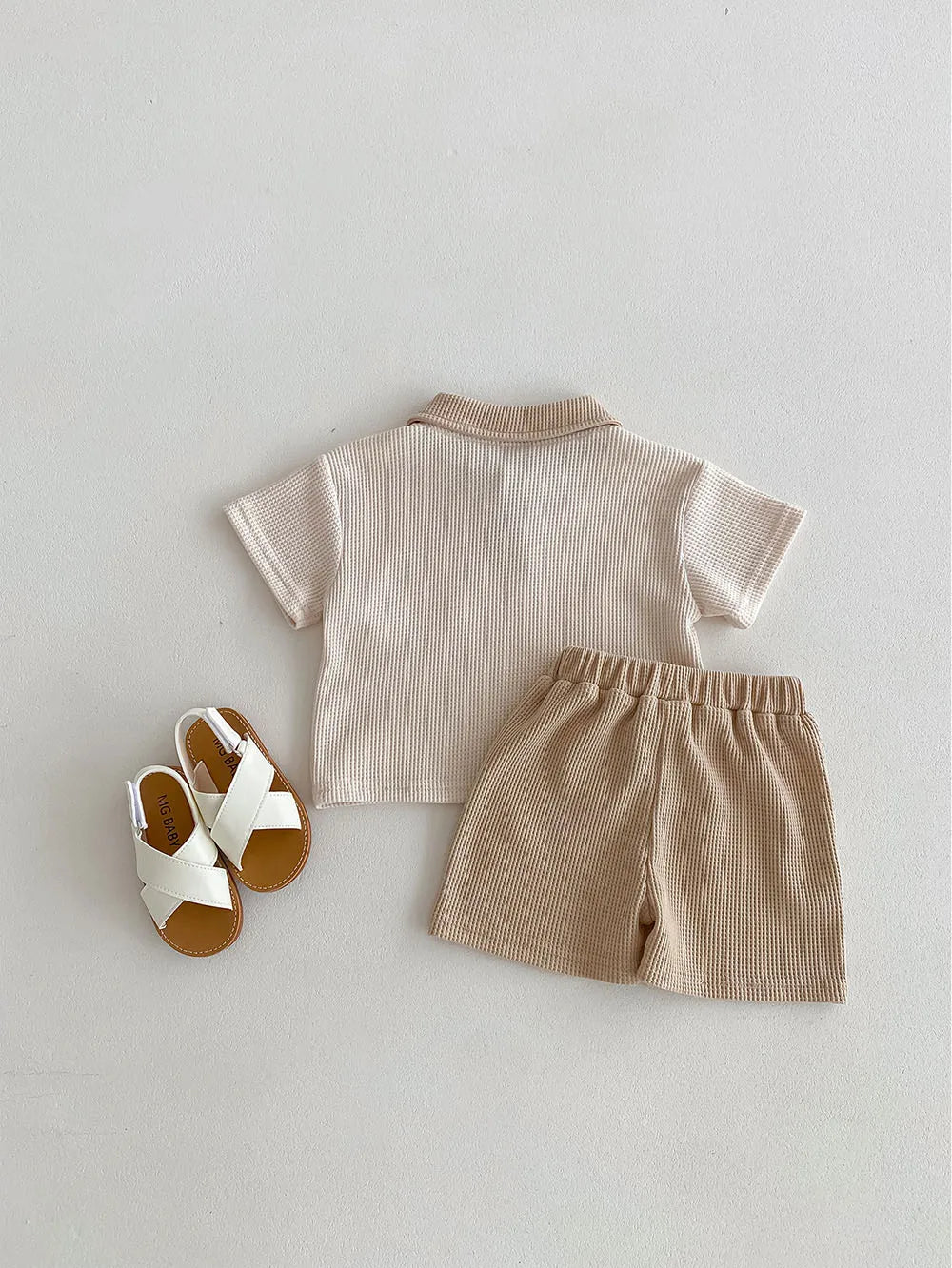 Conjunto de ropa de verano para bebé, camiseta y pantalones cortos con cuello vuelto, 2 uds., traje de chándal para niño pequeño