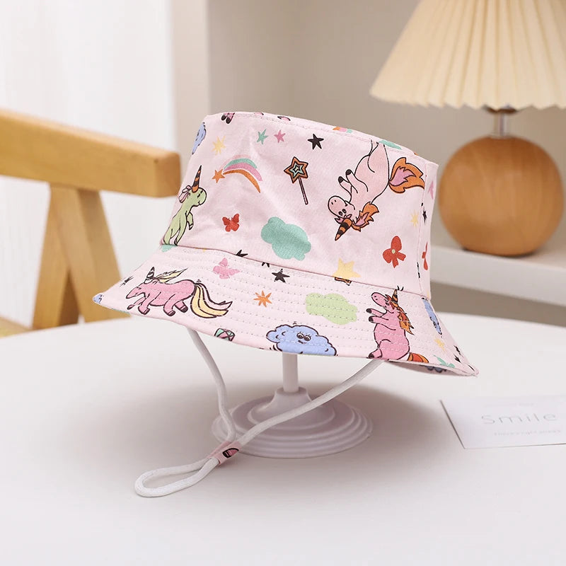 Sombrero de Sol de Panamá para bebé, gorra de pescador de dibujos animados para niño y niña, sombrero de cubo para bebé al aire libre, novedad de verano y otoño
