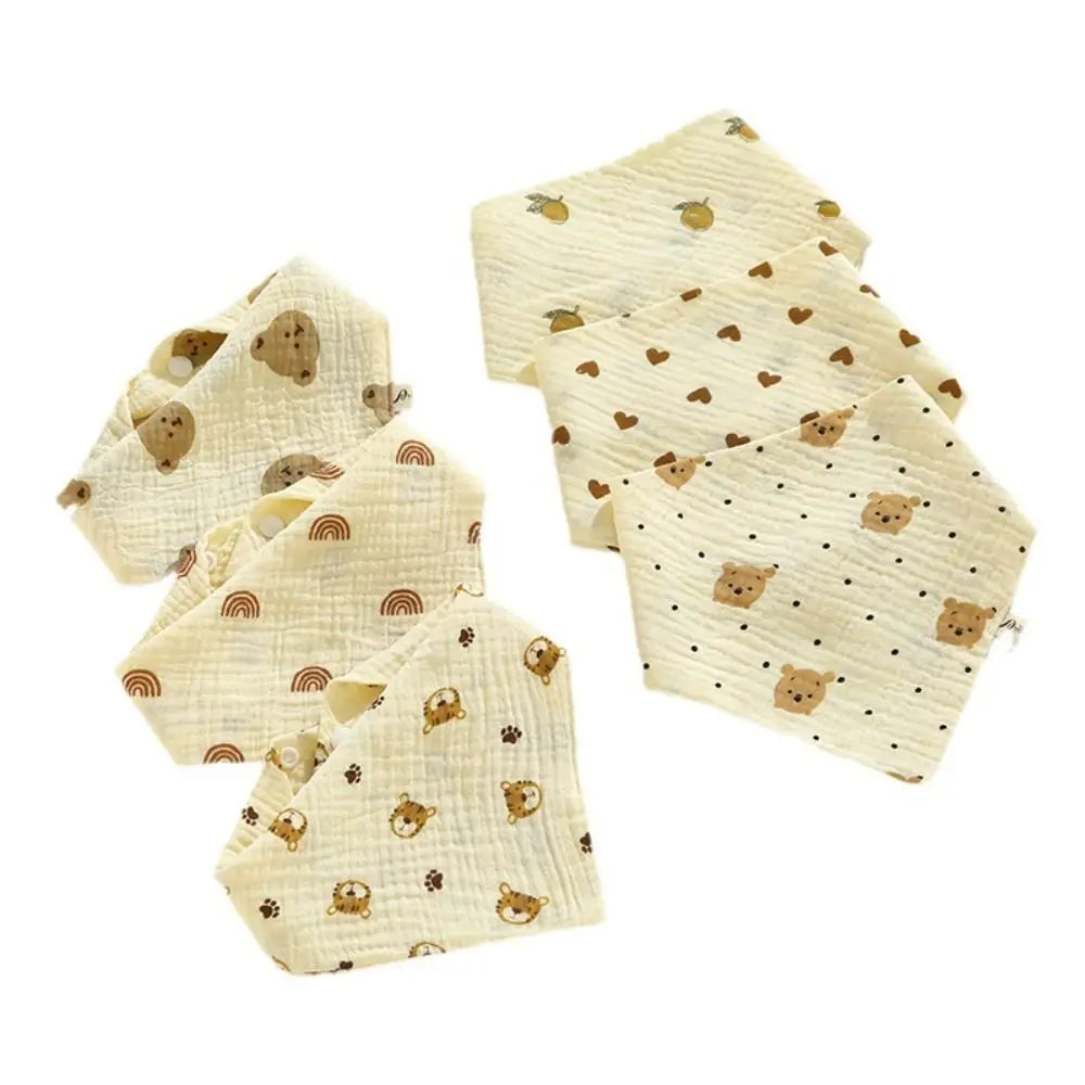 Baberos de muselina estampados para bebé, paños de algodón con botón a presión, toalla de Saliva con volantes suaves