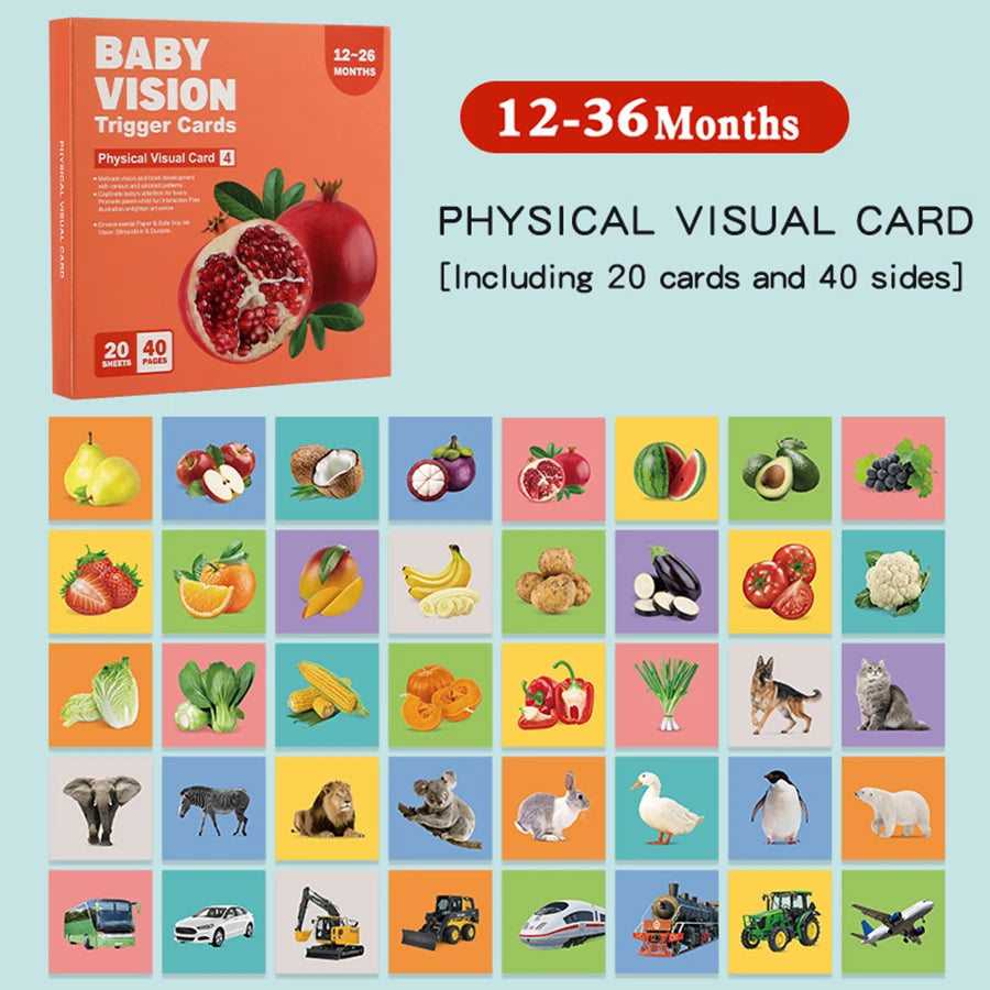 Tarjetas de estimulación Visual para bebés, tarjeta Flash Montessori de alto contraste, regalo infantil para niños, juguete cognitivo