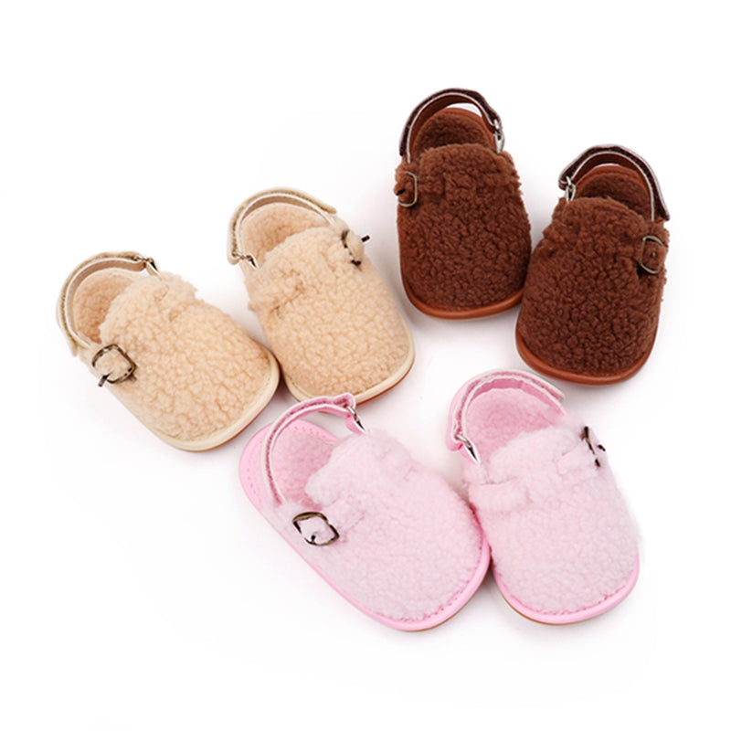 Zapatillas para bebés y niños, zapatos de interior de suela suave antideslizantes de lana Coral, zapatos para primeros pasos para niños de 0 a 18M