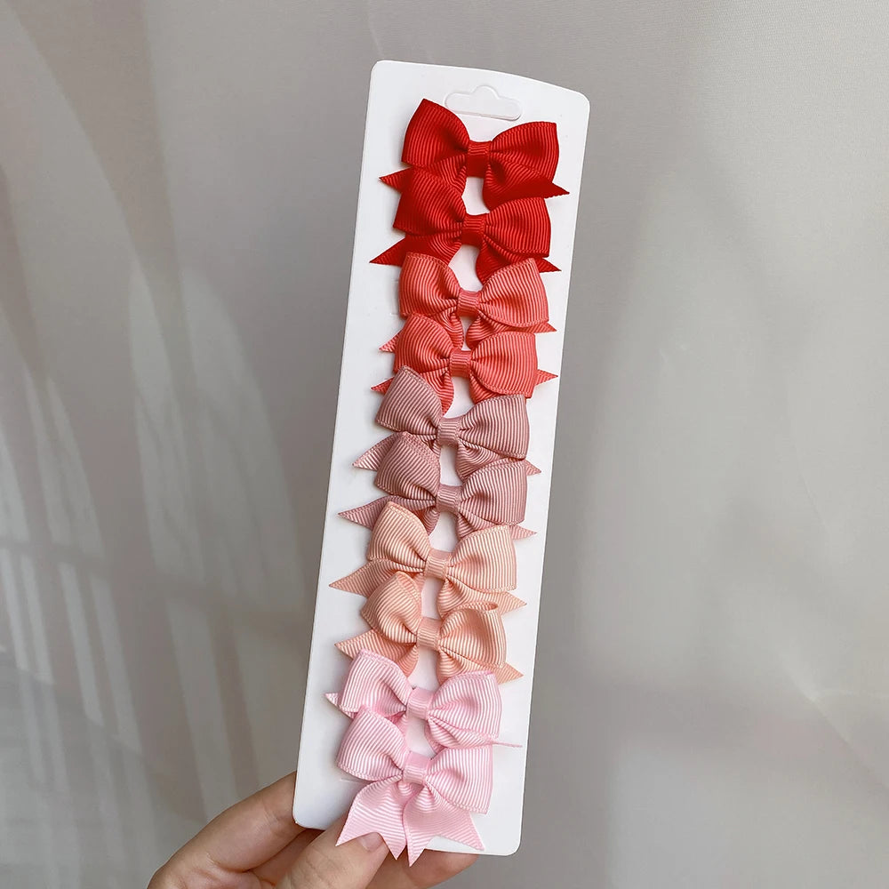 10 unids/lote de pinzas para el pelo con lazo de Color sólido para niñas, horquilla con lazo hecha a mano, Mini pasadores, accesorios para el cabello para niños