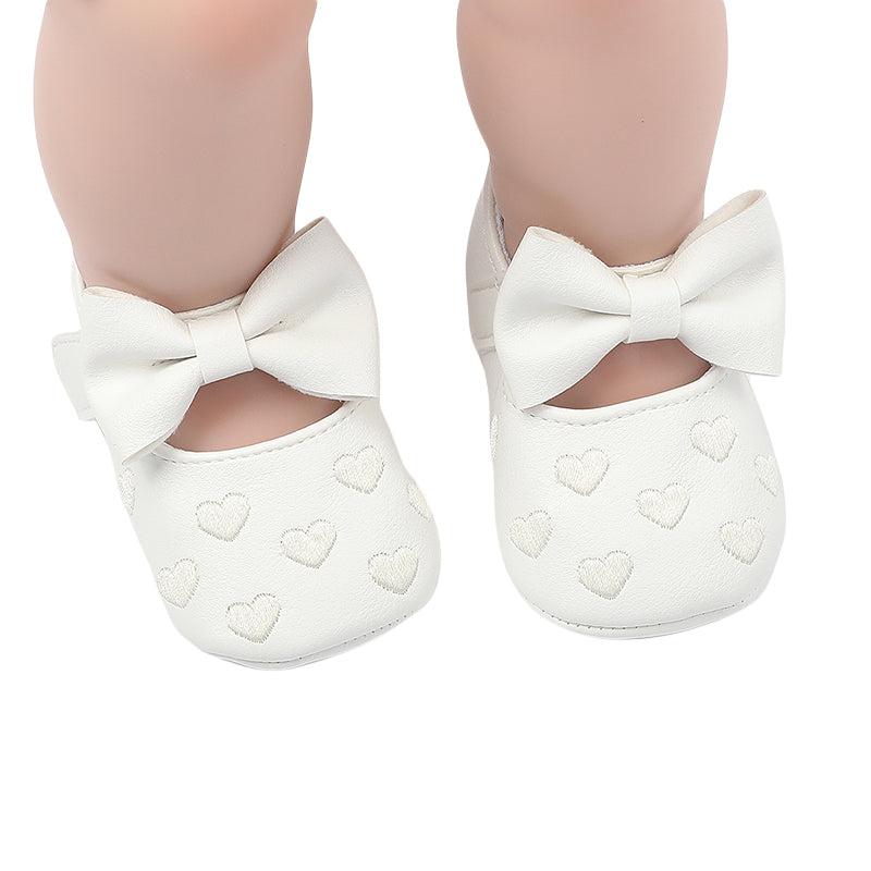 Pudcoco-zapatos planos de piel sintética para niñas, mocasines bonitos con decoración de lazo de corazón, suela suave, antideslizantes, de verano