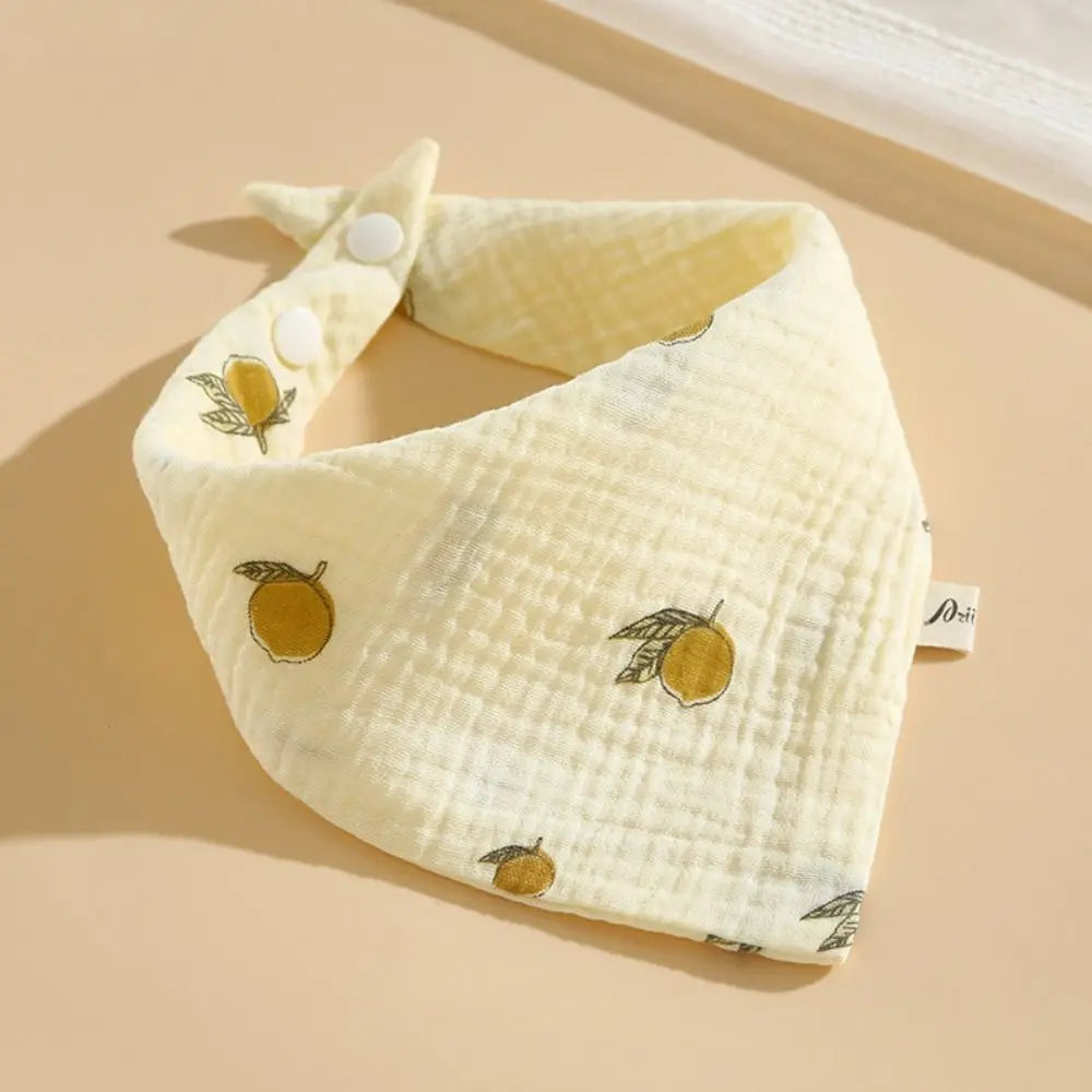 Baberos de muselina estampados para bebé, paños de algodón con botón a presión, toalla de Saliva con volantes suaves