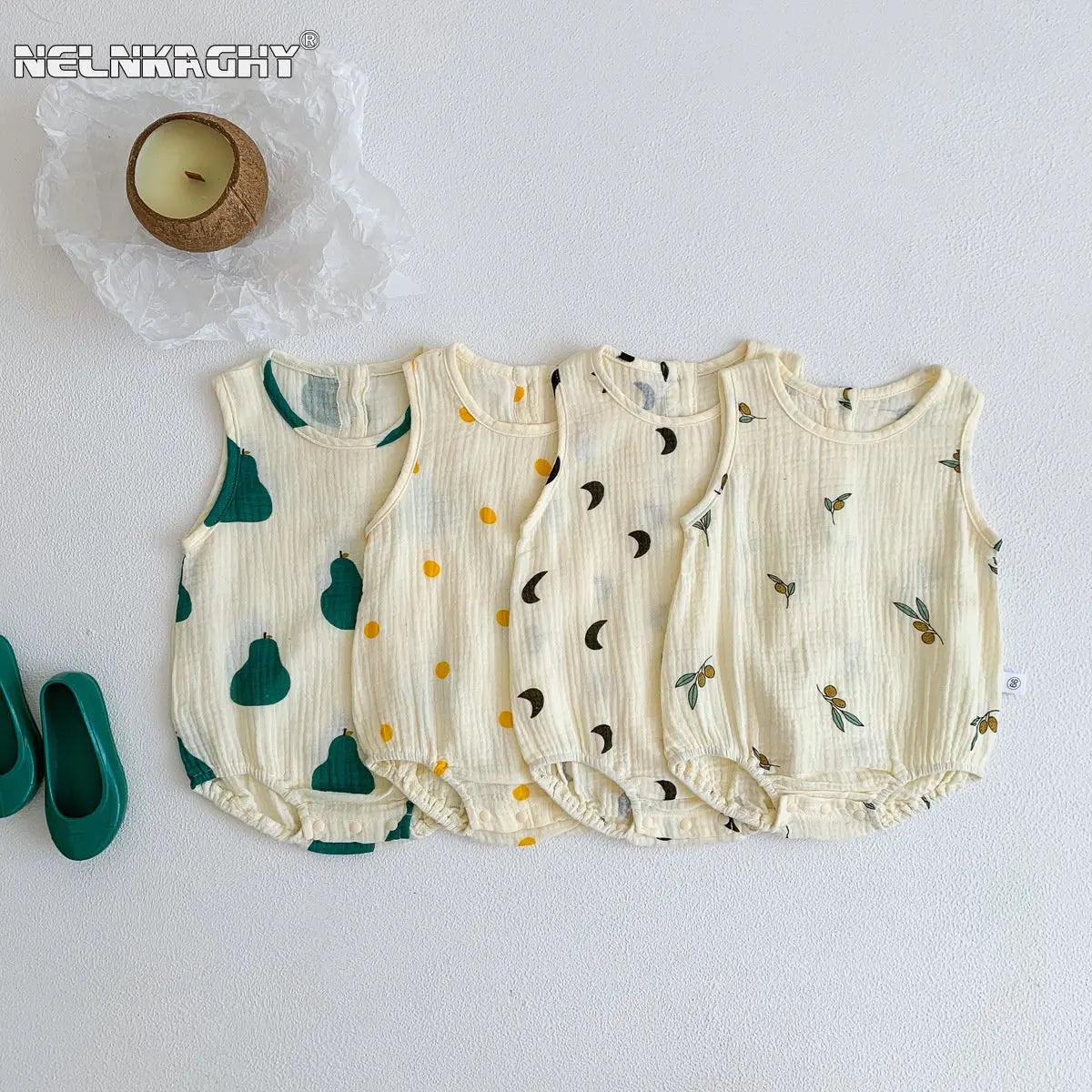 2023 nuevo en verano, trajes de algodón de tela arrugada para bebés recién nacidos, monos informales para niños, monos para niños pequeños