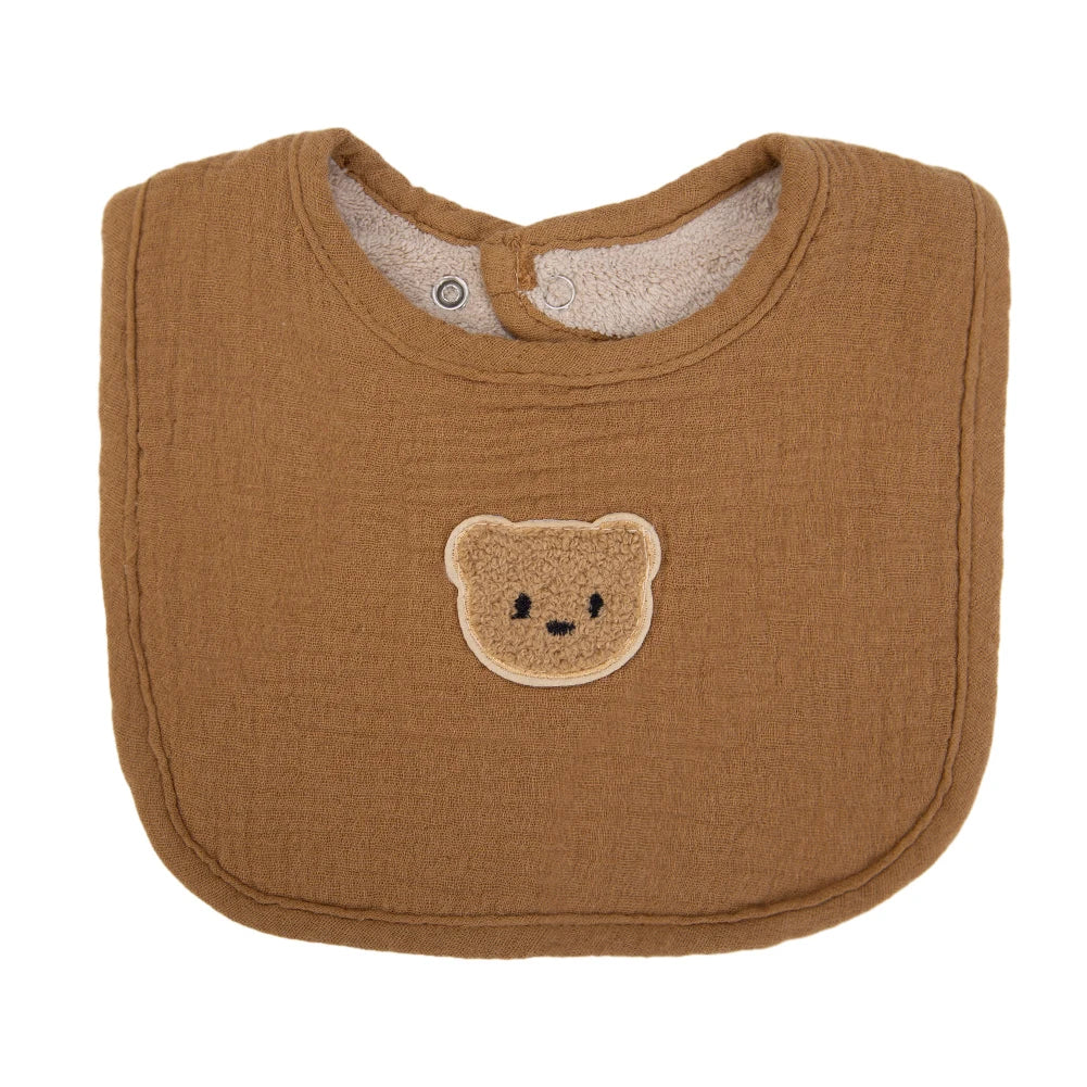 Baberos de muselina de algodón con bonito oso para bebé, toalla para Saliva, bolsillos absorbentes en U, pañuelos coreanos para niños y niñas, ropa para eructar para alimentar