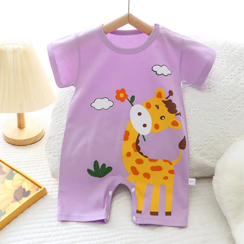 Ropa de una pieza de dibujos animados de verano para bebé, pelele de manga corta, ropa de escalada, monos para recién nacidos, mono para niño niña y niño