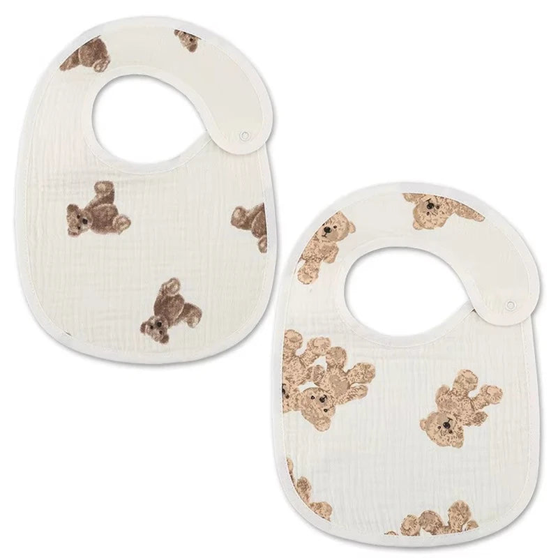 Baberos de gasa de algodón para bebé recién nacido, paños impermeables para eructar, bufanda estampada, toalla de Saliva para niño pequeño, material de alimentación, 2 uds.