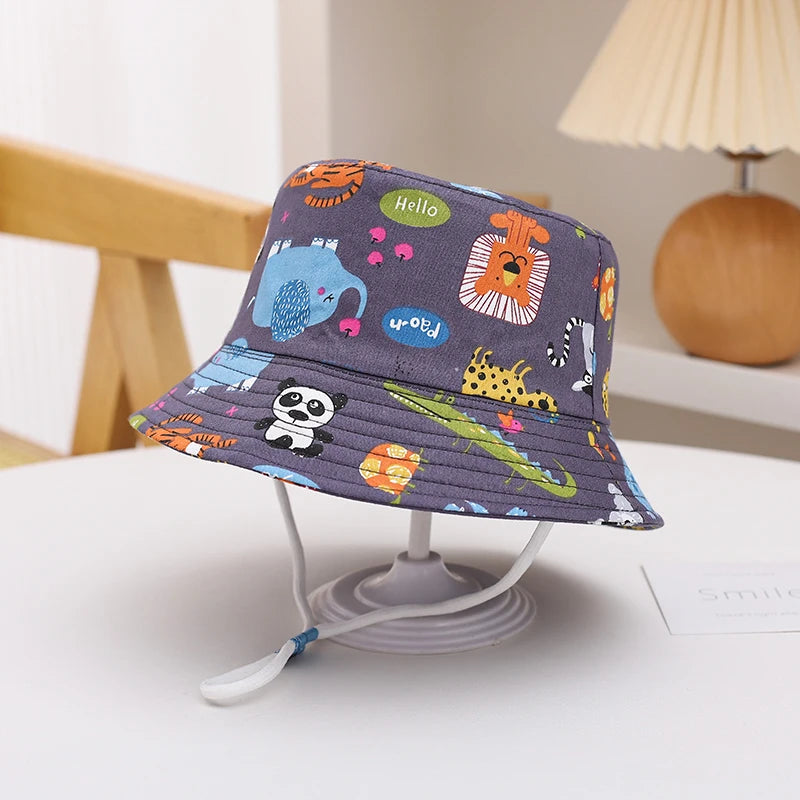 Sombrero de Sol de Panamá para bebé, gorra de pescador de dibujos animados para niño y niña, sombrero de cubo para bebé al aire libre, novedad de verano y otoño
