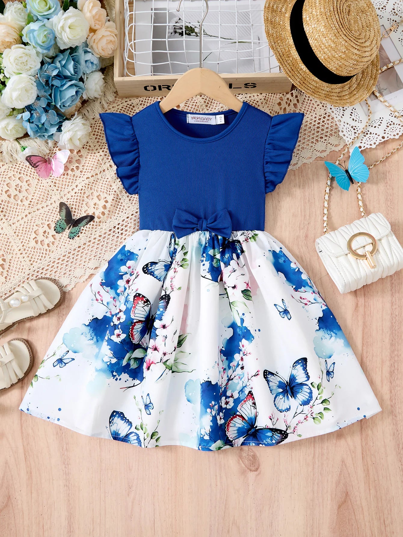 2025 New Summer Korean Style Cute Printed Bow Casual Dress for Girls Birthday Party Baby Girl Clothes 2-10 Years