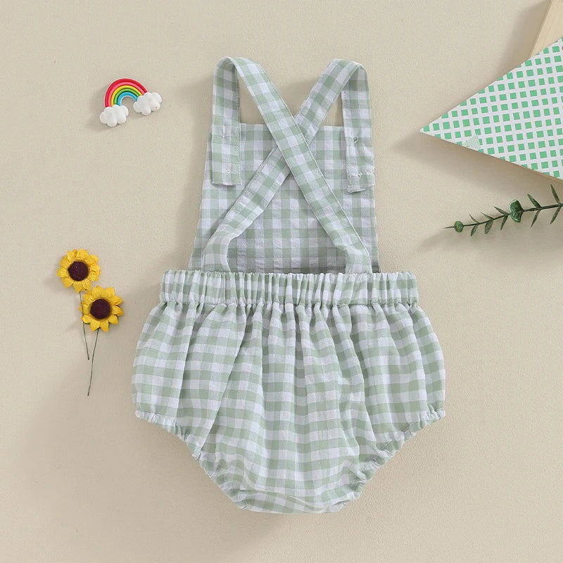 Monos de verano para bebés y niños, pelele informal sin mangas con estampado de rayas a cuadros, ropa infantil para recién nacidos
