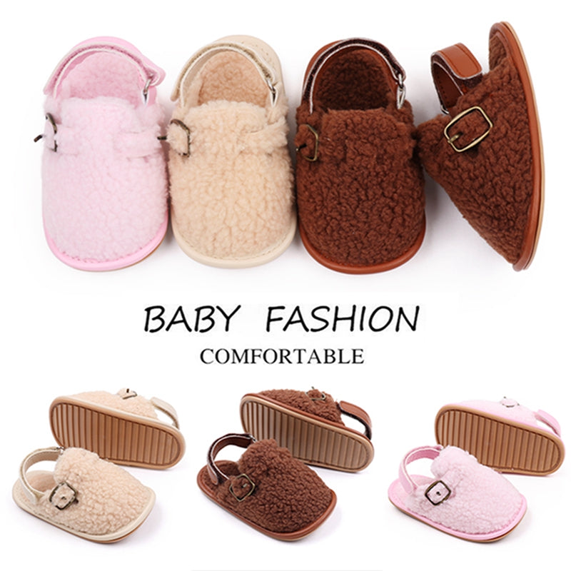 Zapatillas para bebés y niños, zapatos de interior de suela suave antideslizantes de lana Coral, zapatos para primeros pasos para niños de 0 a 18M