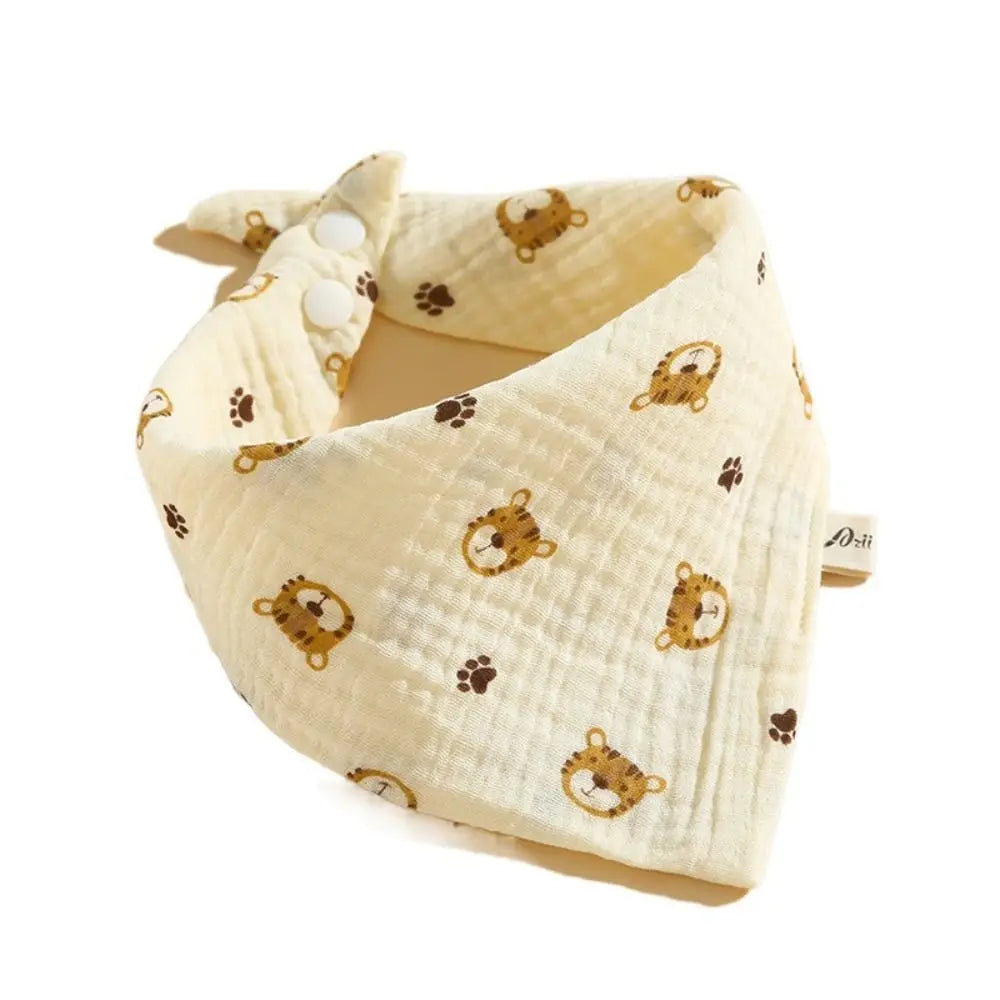 Baberos de muselina estampados para bebé, paños de algodón con botón a presión, toalla de Saliva con volantes suaves