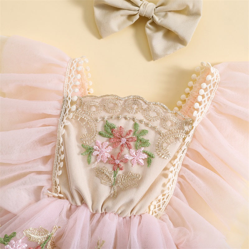 Pudcoco-traje para niña recién nacida, mameluco de manga con mosca de flores bordadas, diadema con lazo, ropa de verano de 0 a 24 meses