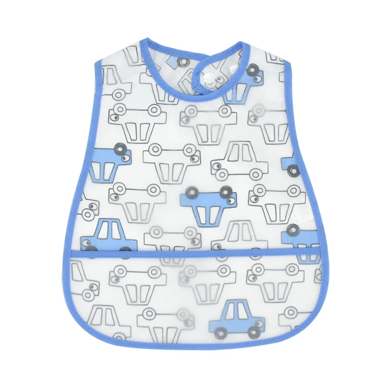 Baberos de alimentación para el almuerzo con bolsillo impermeable EVA con patrón de dibujos animados, Baberos ajustables para bebés, delantal bonito para niños, paños para eructar, novedad de 2023