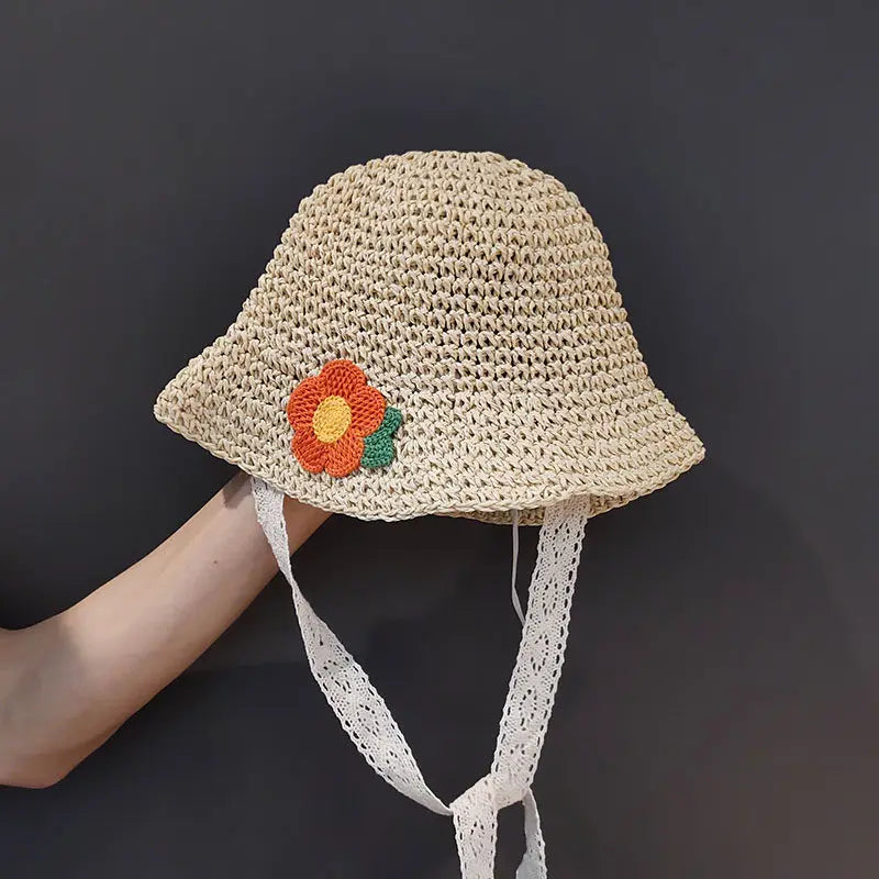 Sombrero de encaje a la moda para bebé, gorro de paja con lazo para niña, sombrero de playa para niño, sombrero de Panamá, sombreros y gorras de princesa para bebé, 1 unidad
