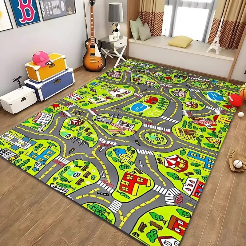 Alfombra educativa de vida urbana para niños, sistema de tráfico por carretera, alfombra para dormitorio, sala de juegos, alfombra de aprendizaje divertida, segura para niños