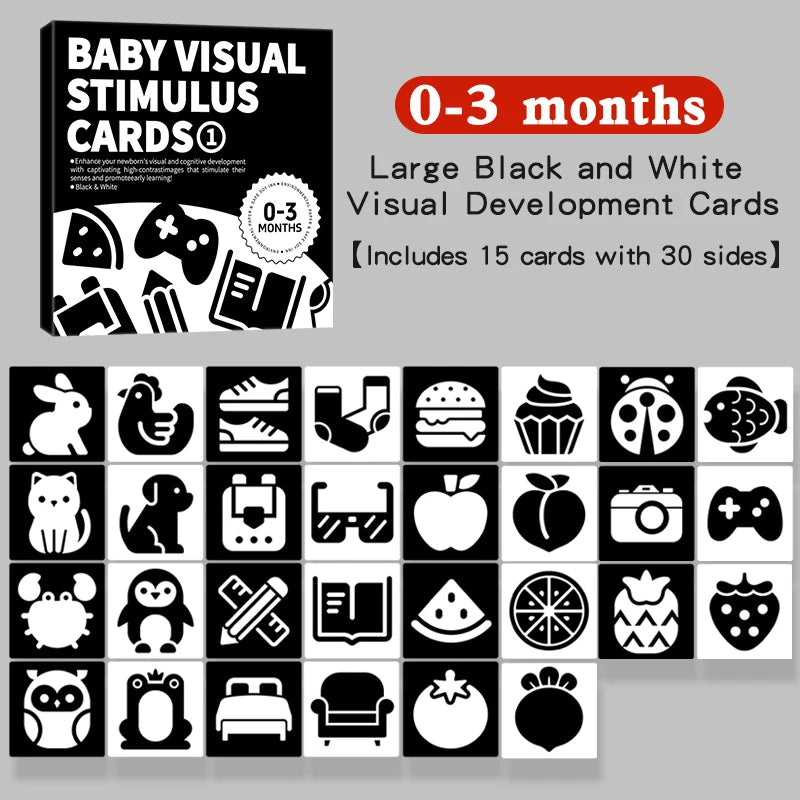 Tarjetas de estimulación Visual para bebés, tarjeta Flash Montessori de alto contraste, regalo infantil para niños, juguete cognitivo