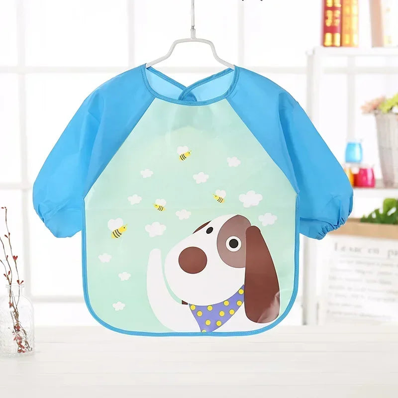 Babero suave impermeable para bebé, paño de alimentación ajustable de manga larga para niño pequeño y niña, bata de pintura, delantal para comer comida infantil