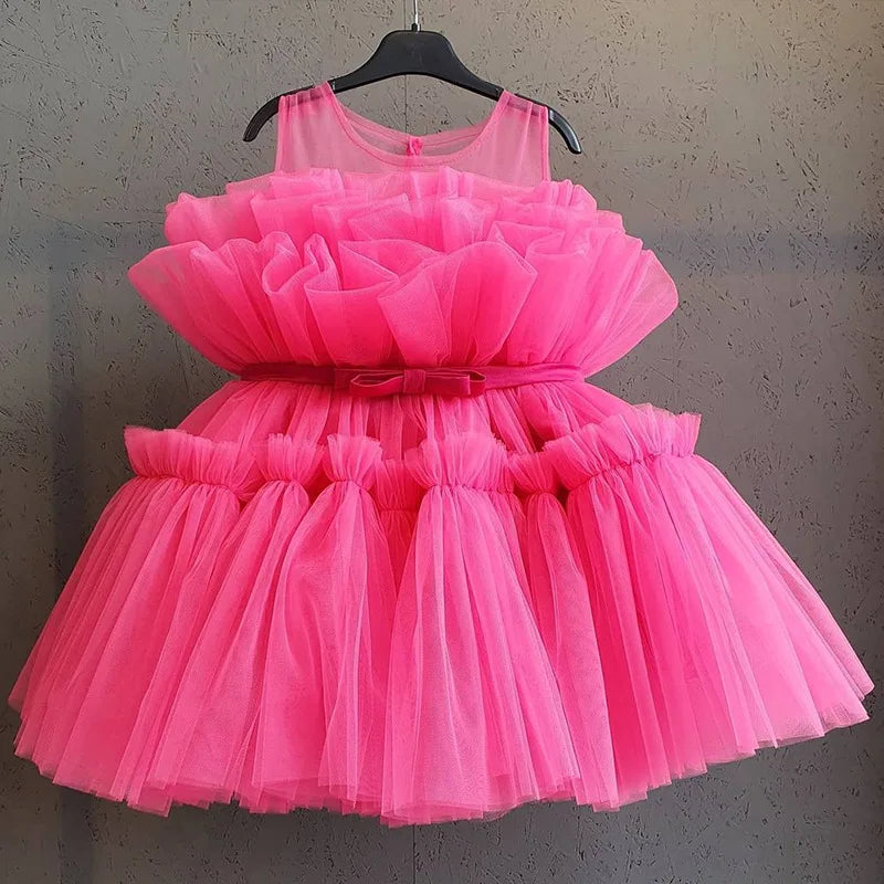 Toddler Girls 1st Birthday Clothes Backless Bow Cute Baby Baptism Gown Kids Wedding Party Elegant Princess Dress for Girls Dress