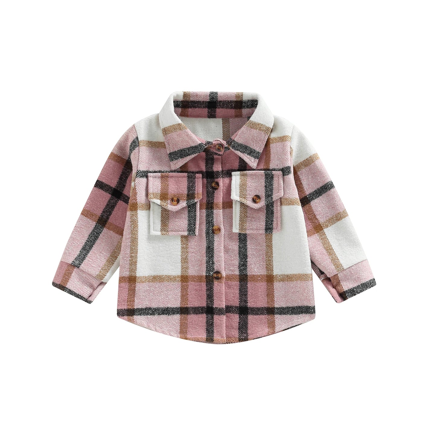 Camisa a cuadros para niños y niñas, chaqueta informal de manga larga con solapa y botones, 6M-4T