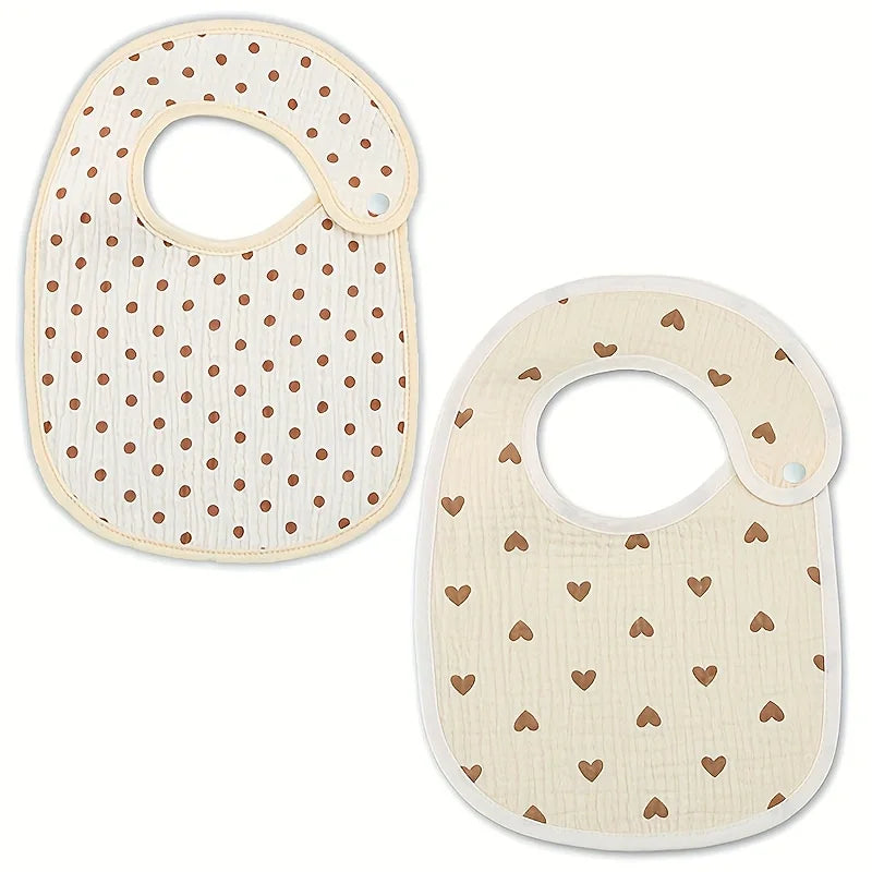 Baberos de gasa de algodón para bebé recién nacido, paños impermeables para eructar, bufanda estampada, toalla de Saliva para niño pequeño, material de alimentación, 2 uds.