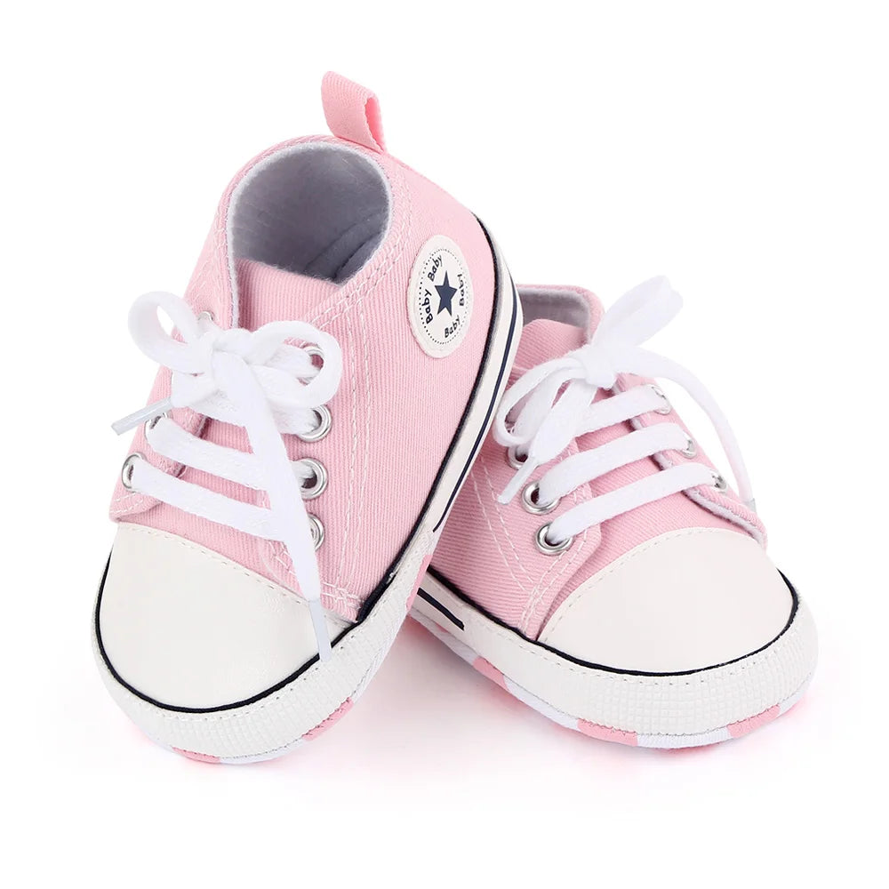 Zapatos clásicos de lona para bebé, zapatillas informales para recién nacido, primeros pasos, suela suave, antideslizante, D2486