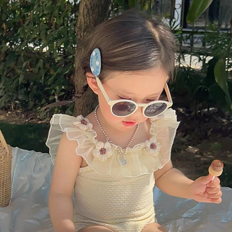 Bañador Floral de una pieza para niña, traje de baño de verano