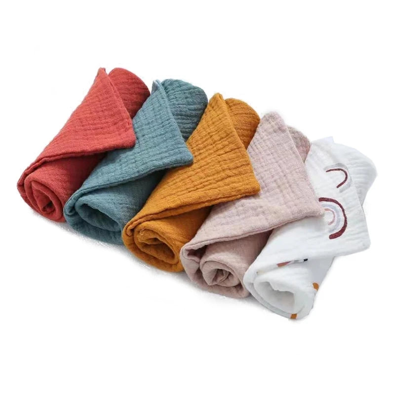 Toallas de muselina para bebé, paños para manos y cara, pañuelo para Saliva, babero, gasa de algodón, 5 unids/lote