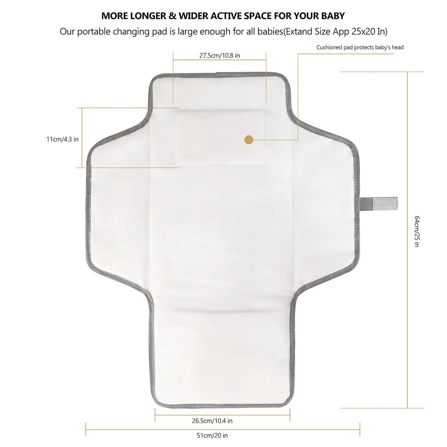 Cambiador de bebé de 1 pieza: cambiador portátil impermeable con almohada incorporada, adecuado para uso diario de cambiador de bebé cuando
